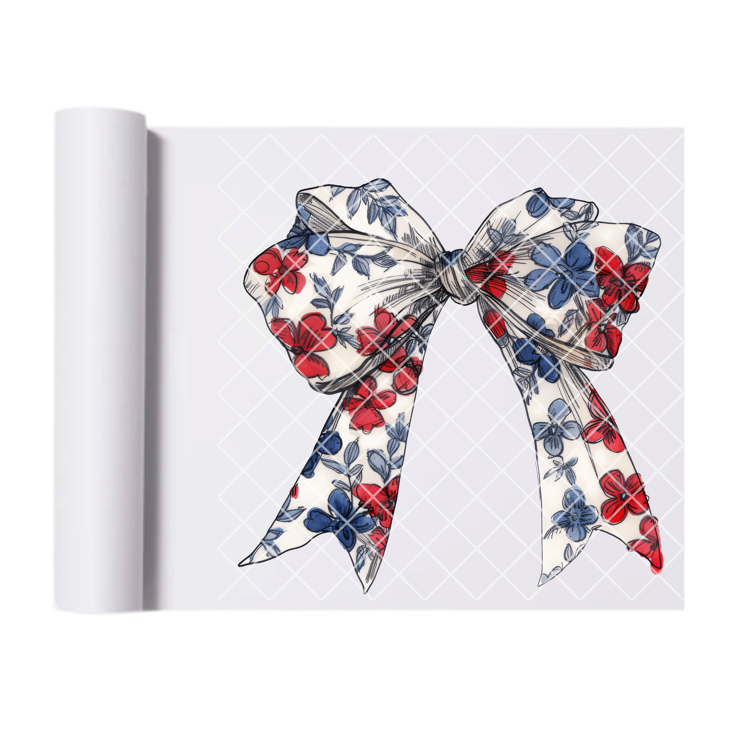 Floral bow sketch illustration DTF transfer-high quality transfer for printing