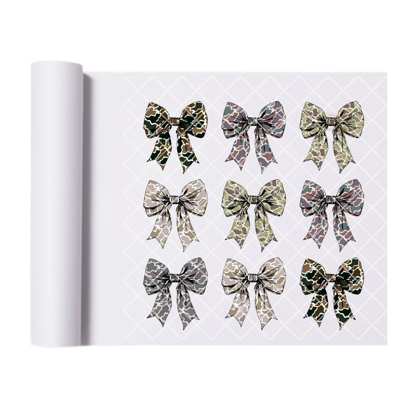 Camo Bow Set - Direct Print Film Transfer for T-Shirts, Cotton, Polyester & Blends - High-Quality DTF Print