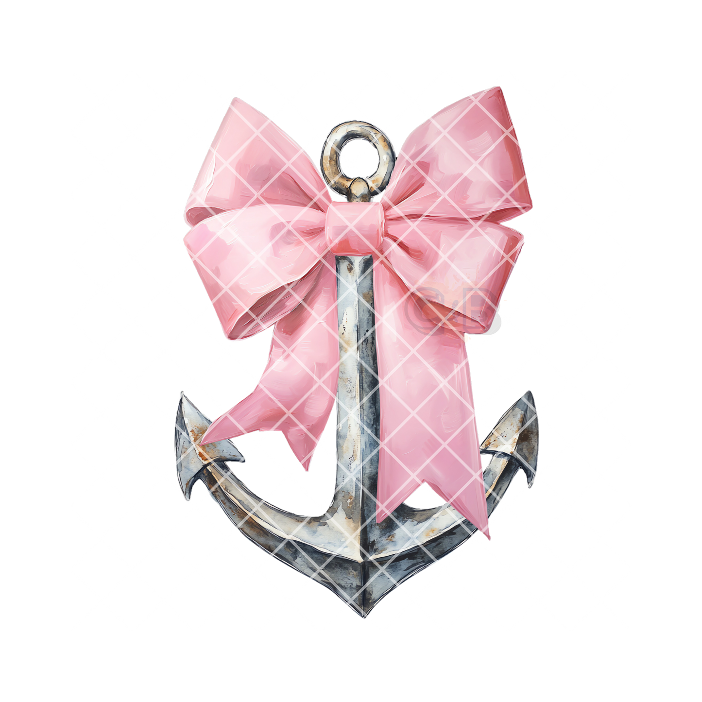 Anchor With Pink Bow PNG