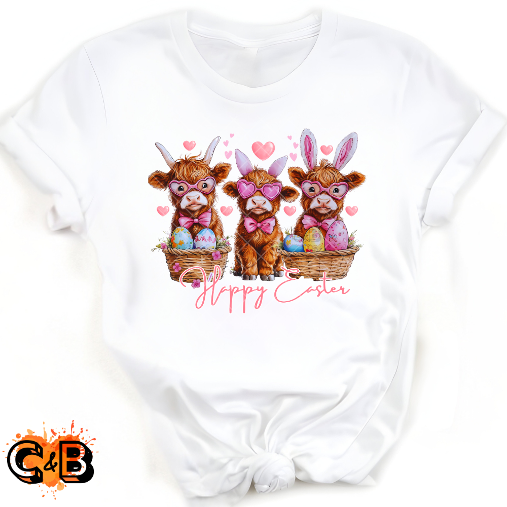 Highland Cow Easter Baskets PNG