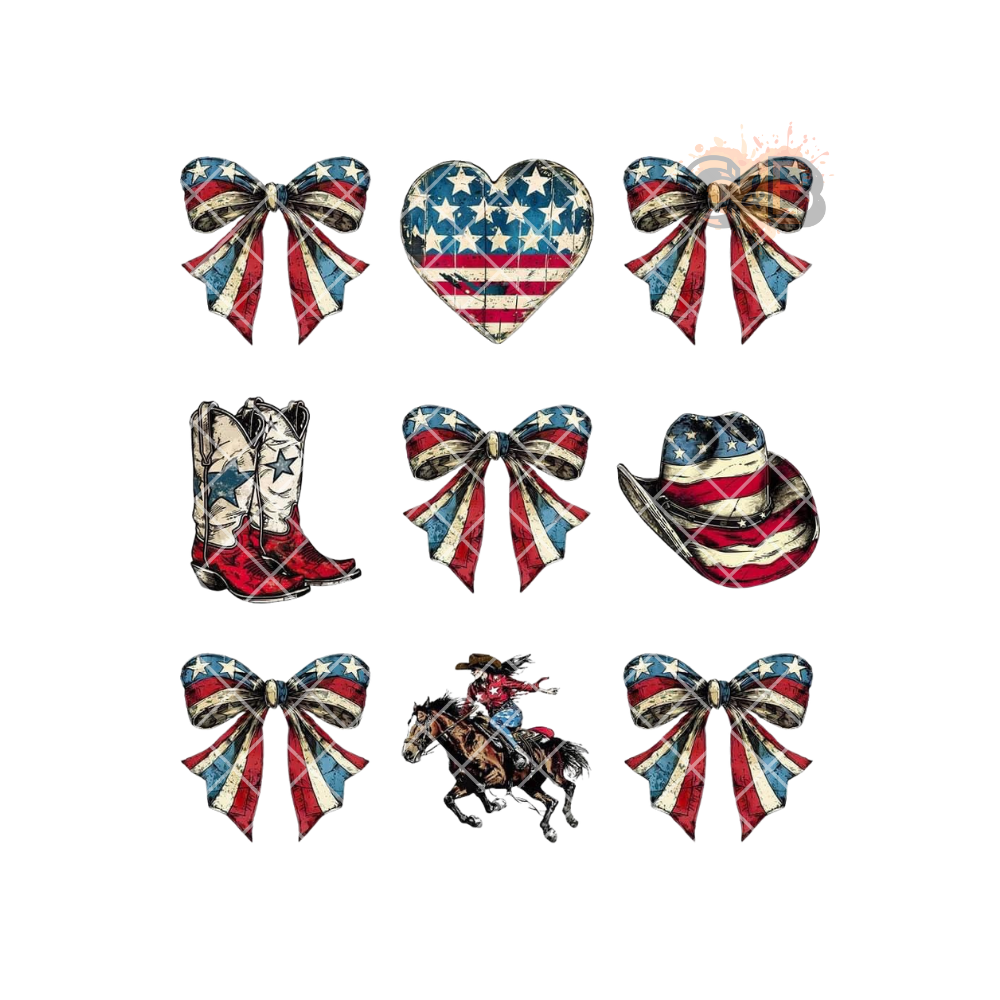 USA Bows Boots Hat PNG