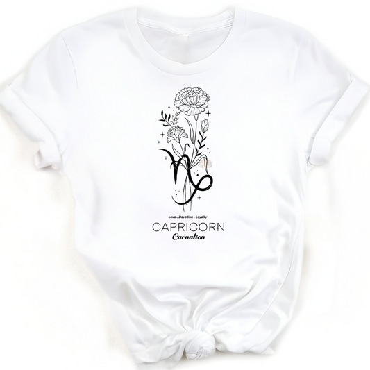 Capricorn Carnation - Premium Graphic Trendy T-Shirt for Casual Wear