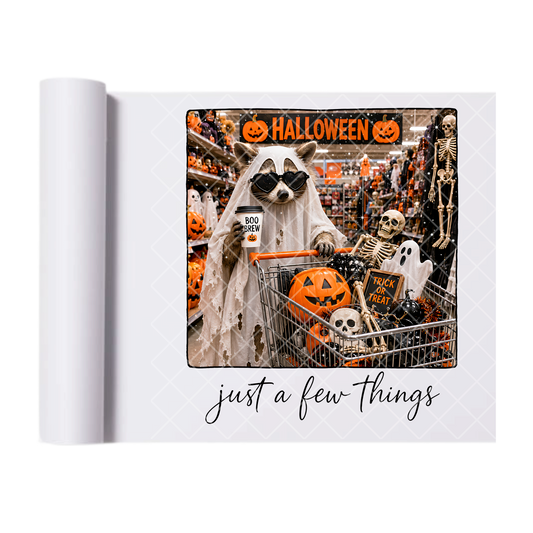 Just A Few Things Halloween Shopping - Ready To Press Print Transfer for Apparel, Cotton, Polyester & Blends - High-Quality Print- Commercial Grade
