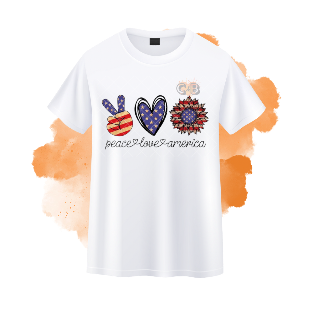 Peace Love America Sunflower T-Shirt