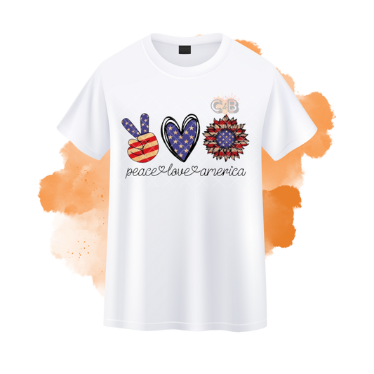 Peace Love America Sunflower T-Shirt