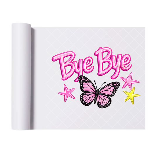 Bye Bye Butterfly - Direct Transfer Print, Ready To Press For T-Shirts, Cotton, Polyester & Blends - Tshirt Business Quality