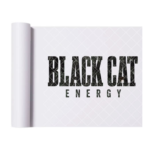 Black Cat Energy - Ready To Press Print Transfer for Apparel, Cotton, Polyester & Blends - High-Quality Print- Commercial Grade