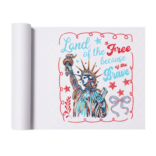 Land Of The Free Tatted Lady Liberty - Direct Print Film Transfer for T-Shirts, Cotton, Polyester & Blends - High-Quality Print