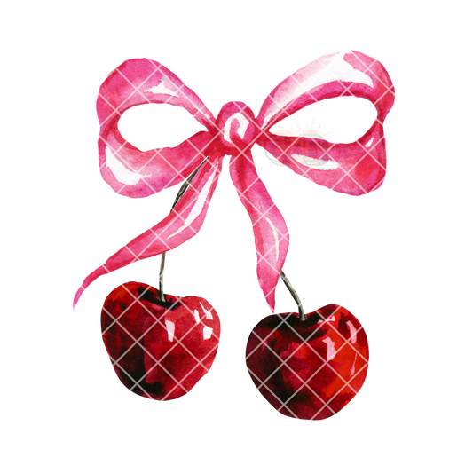 Cherry pink ribbon watercolor PNG