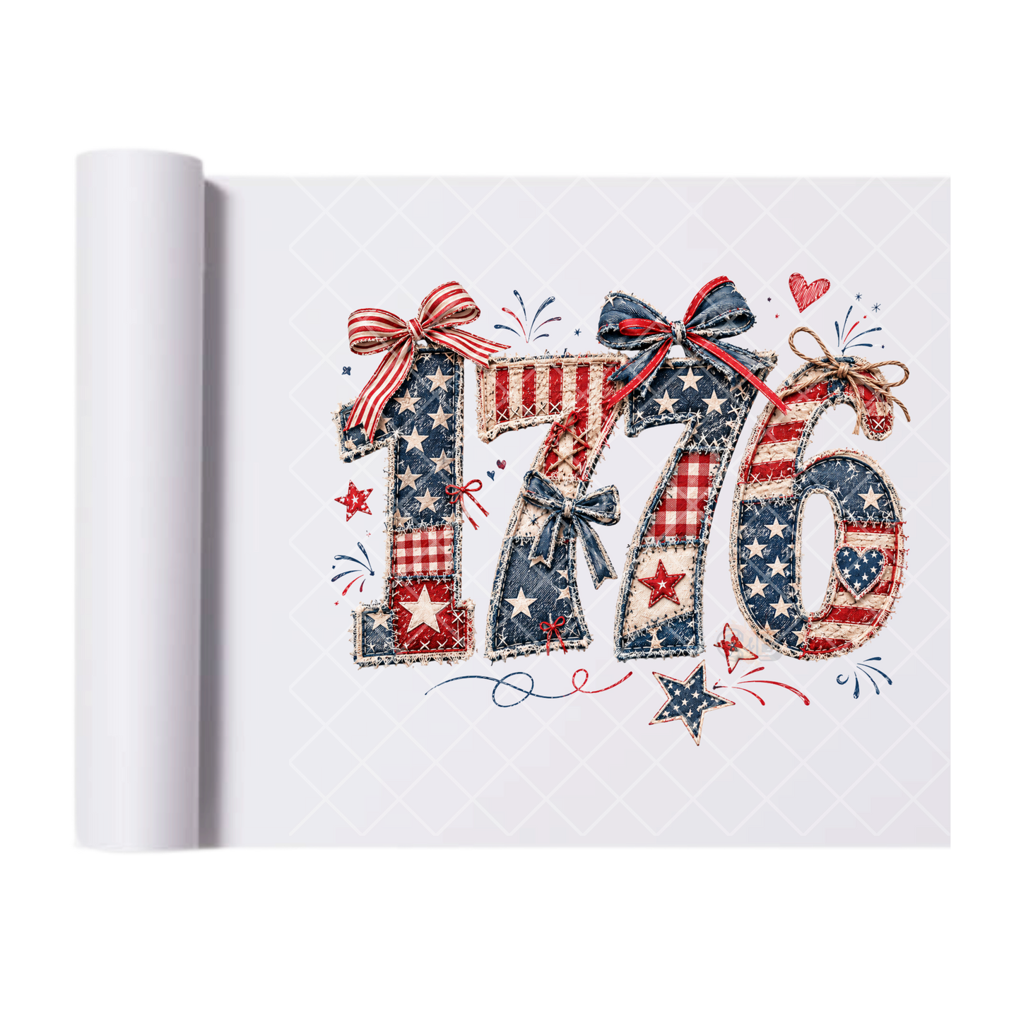 Patchwork America 1776 - Direct Transfer Print, Ready To Press For T-Shirts, Cotton, Polyester & Blends - Tshirt Business Quality