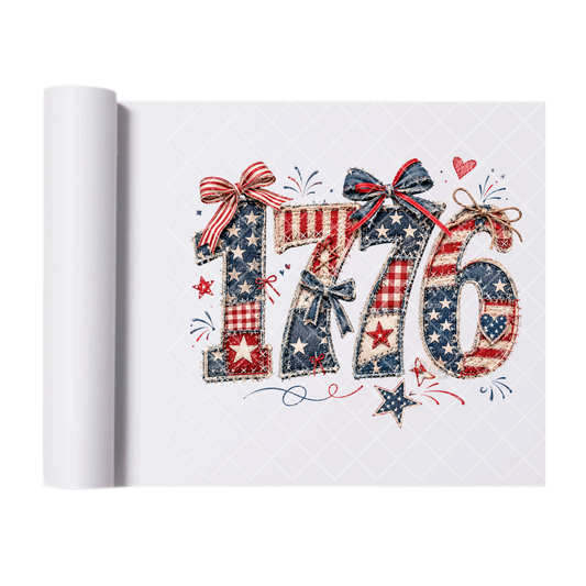 Patchwork America 1776 - Direct Transfer Print, Ready To Press For T-Shirts, Cotton, Polyester & Blends - Tshirt Business Quality