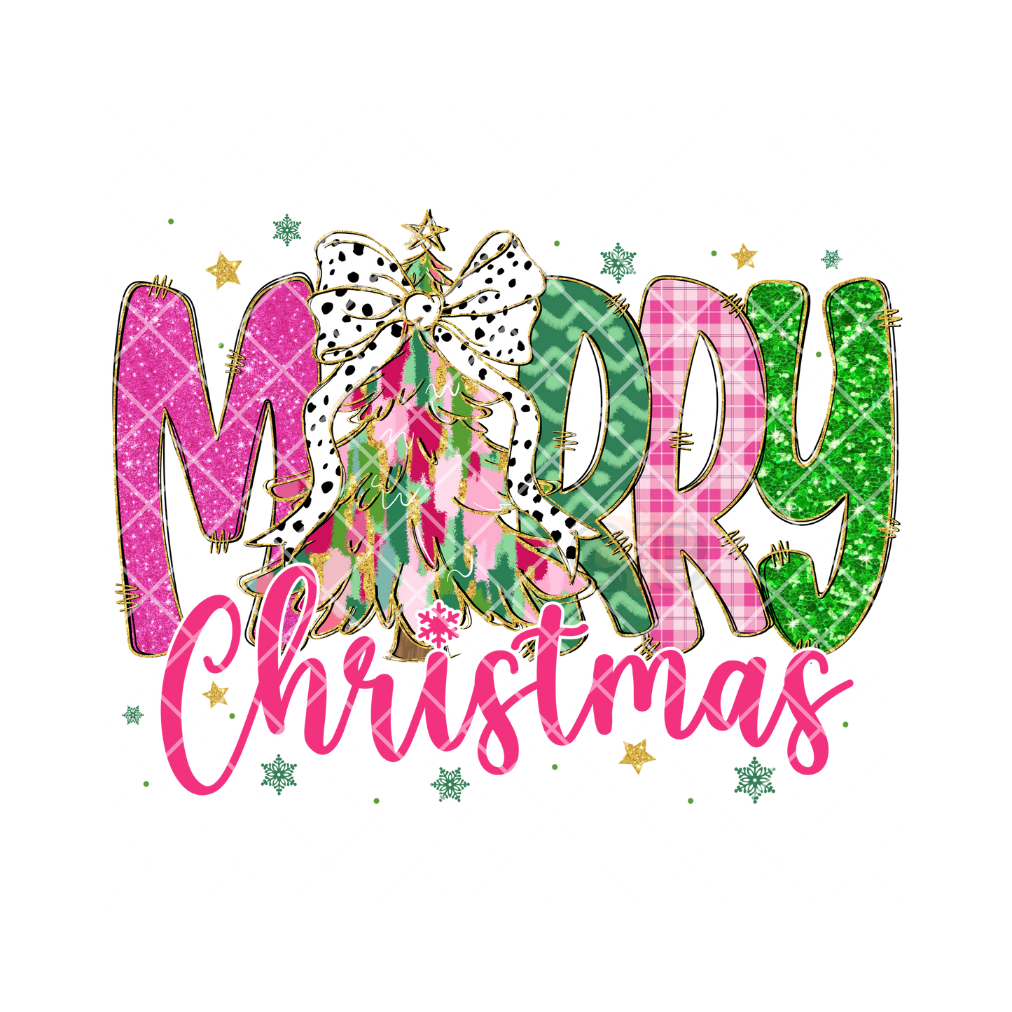 Merry Christmas Plaid Pattern PNG