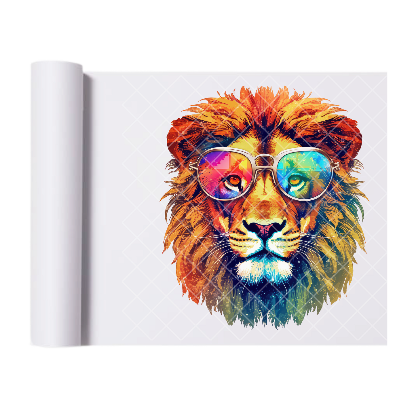 Lion With Officer Shades - Direct Print Film Transfer for Trendy T-Shirts, Cotton, Polyester & Blends - High-Quality Print