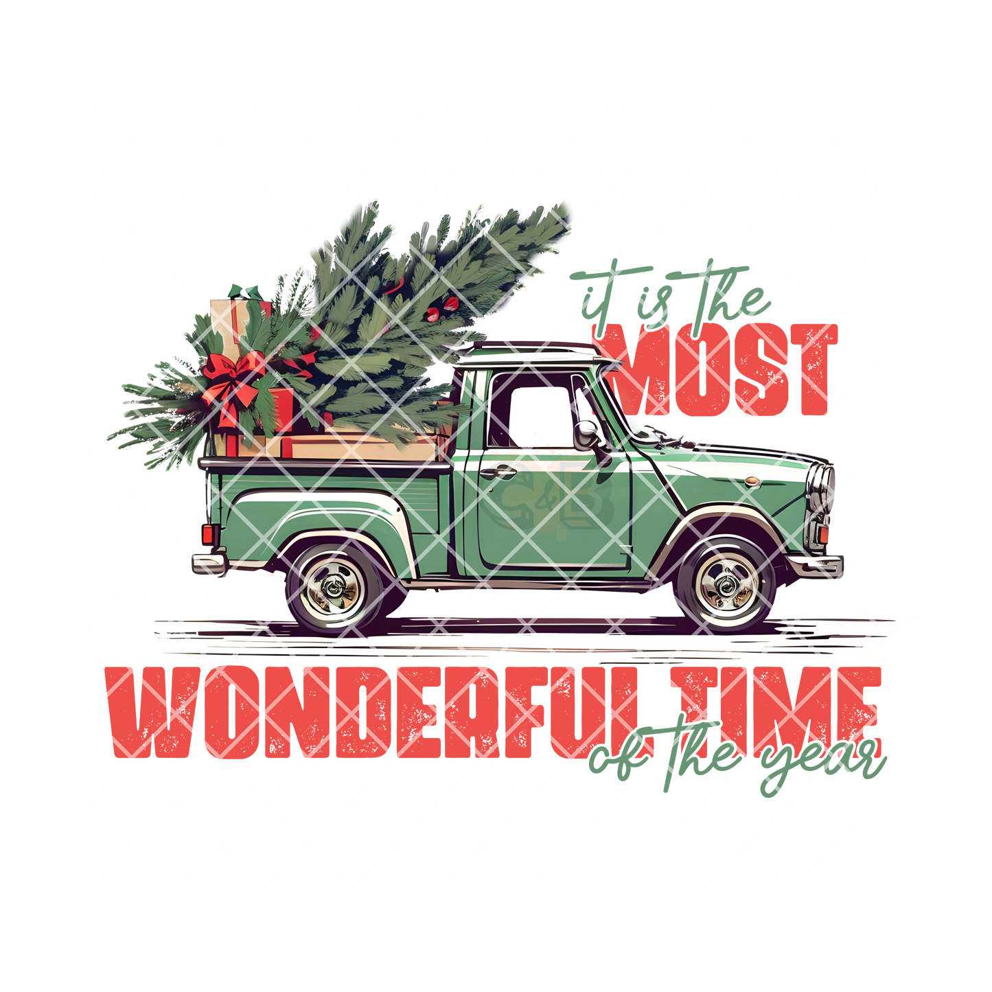 Green Truck With Tree PNG