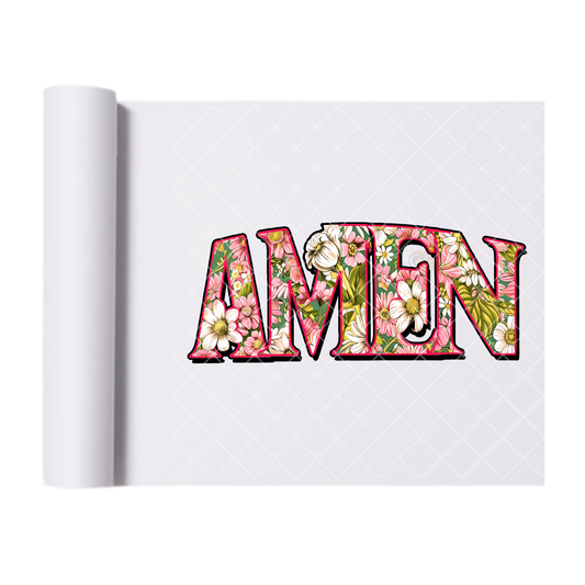Amen Punk And Green Floral - Direct Print Film Transfer for Trendy T-Shirts, Cotton, Polyester & Blends - High-Quality Print