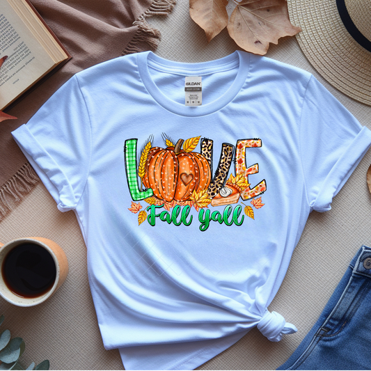 Love Fall Y'all Pumpkin - Premium Graphic T-Shirt for Casual Wear