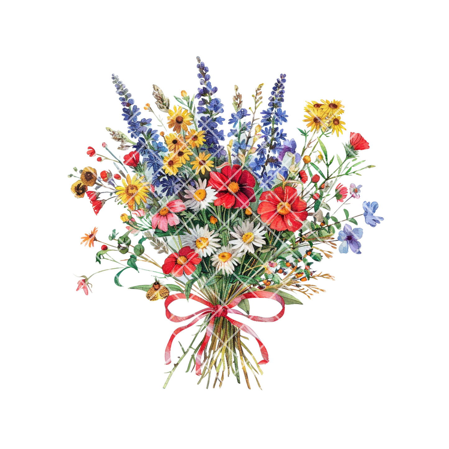 Spring Bouquet white purple red PNG