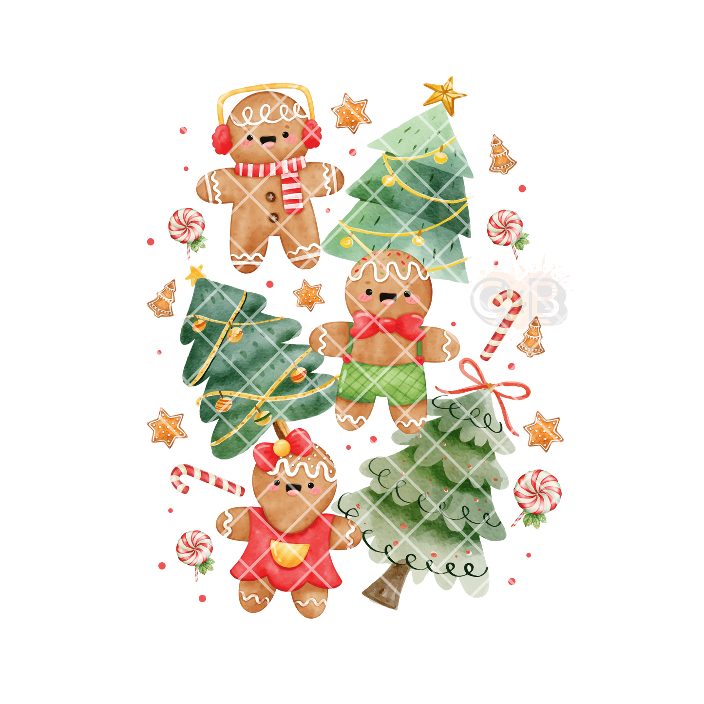 Gingerbread And Trees PNG