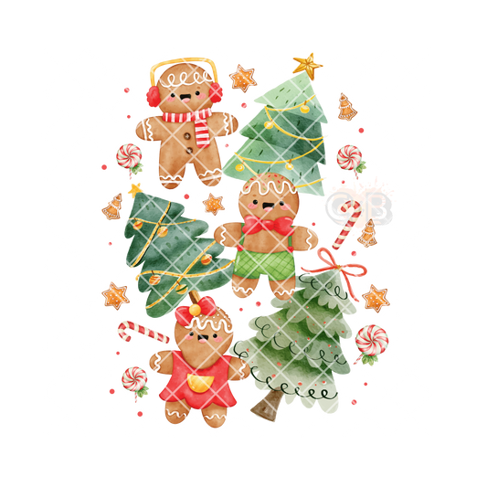 Gingerbread And Trees PNG