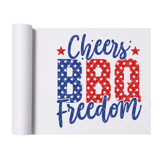 Cheers Bbq Freedom - Direct Print Film Transfer for Trendy T-Shirts, Cotton, Polyester & Blends - High-Quality Print