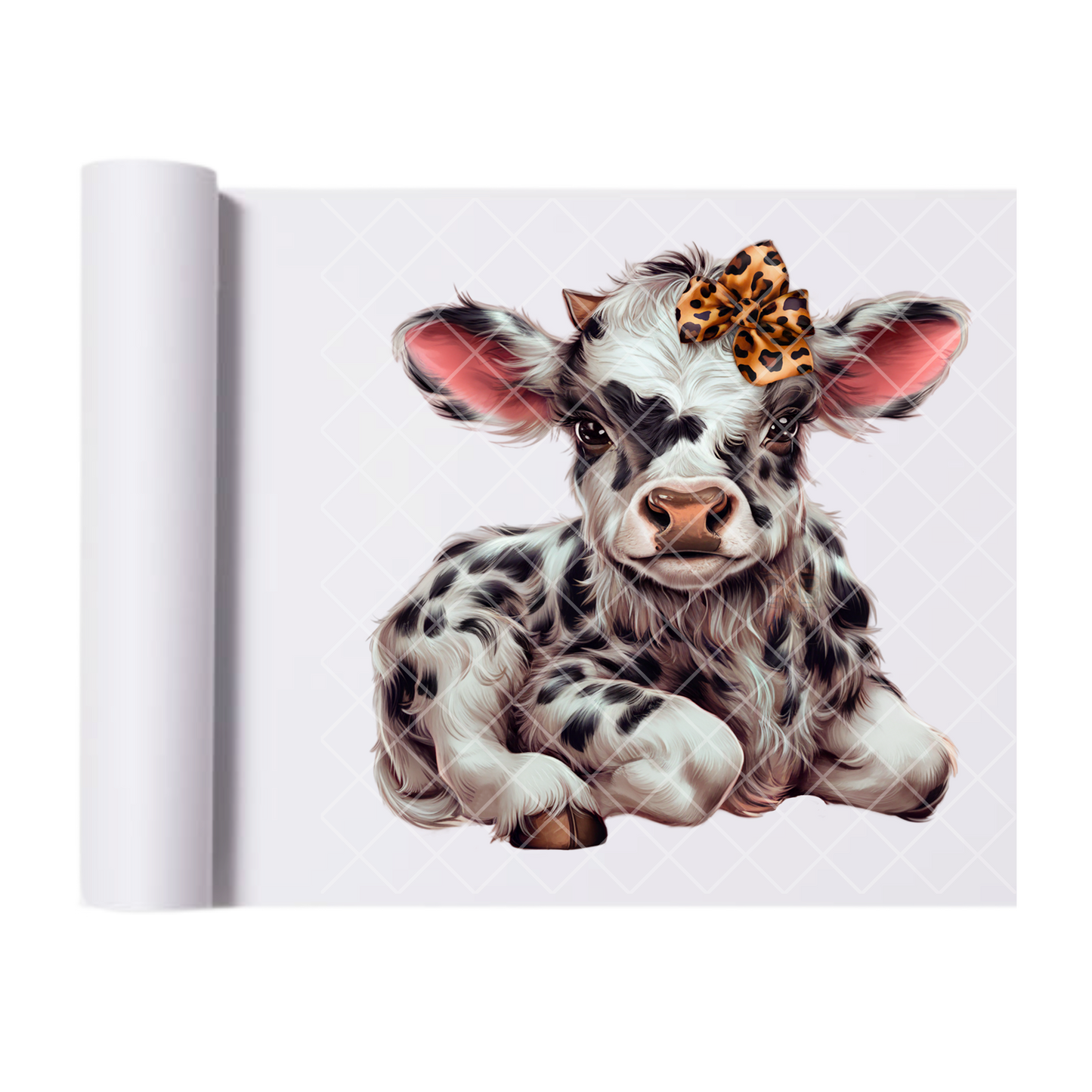 Cute Calf Leopard Bow - Direct Print Film Transfer for Trendy T-Shirts, Cotton, Polyester & Blends - High-Quality Print