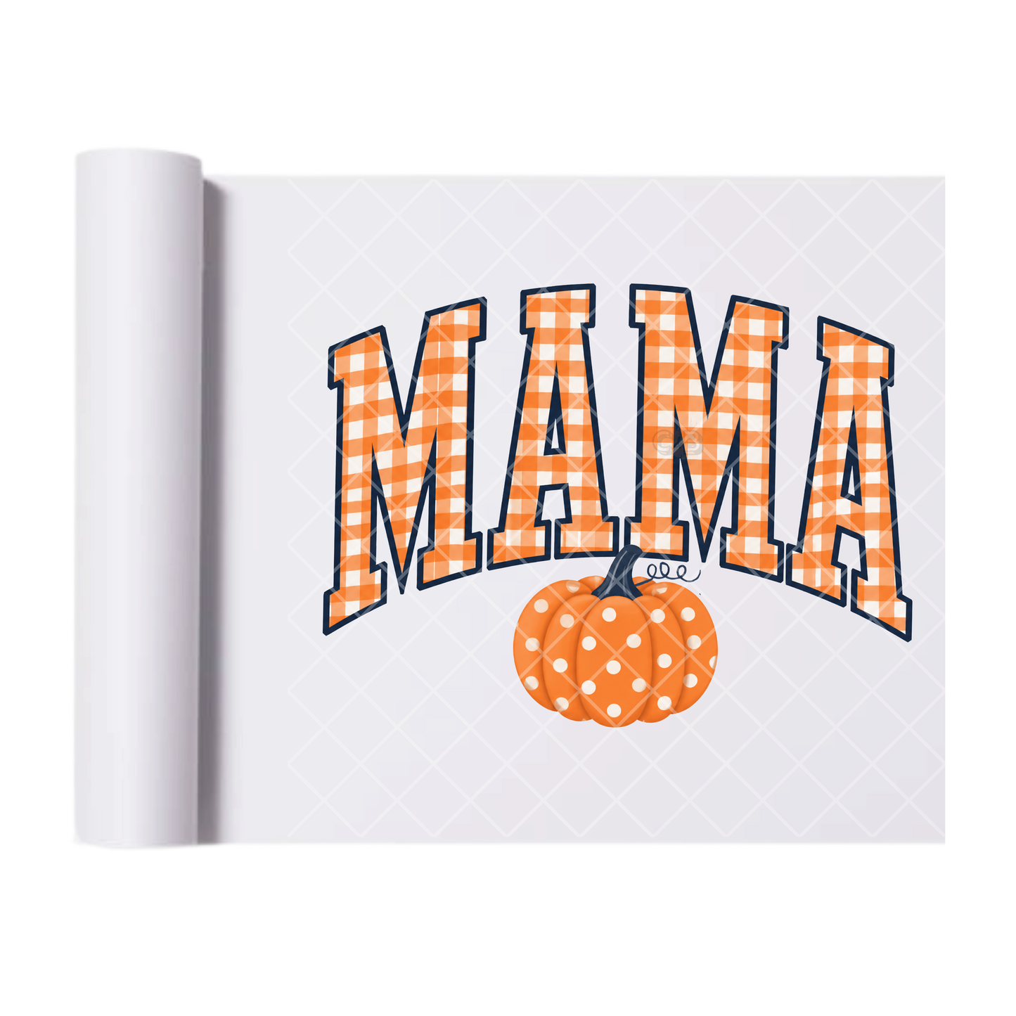 Orange Checkered Mama and Pumpkin - Ready To Press Print Transfer for Apparel, Cotton, Polyester & Blends - High-Quality Print- Commercial Grade