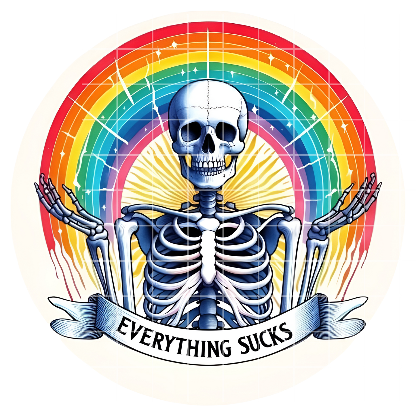 Everything Sucks Rainbow Skeleton PNG