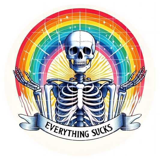 Everything Sucks Rainbow Skeleton PNG