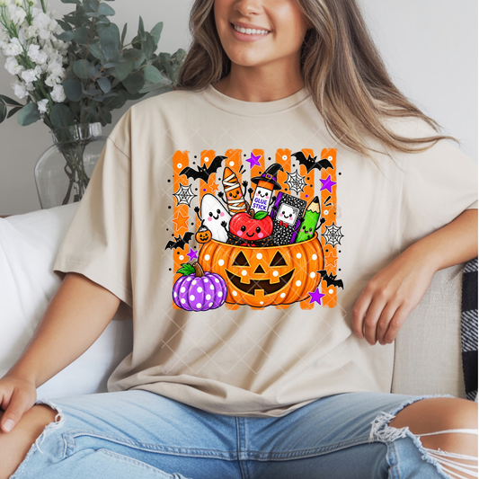 Teacher Halloween Pumpkin Supply Parade - Premium Graphic T-Shirt for Casual Wear