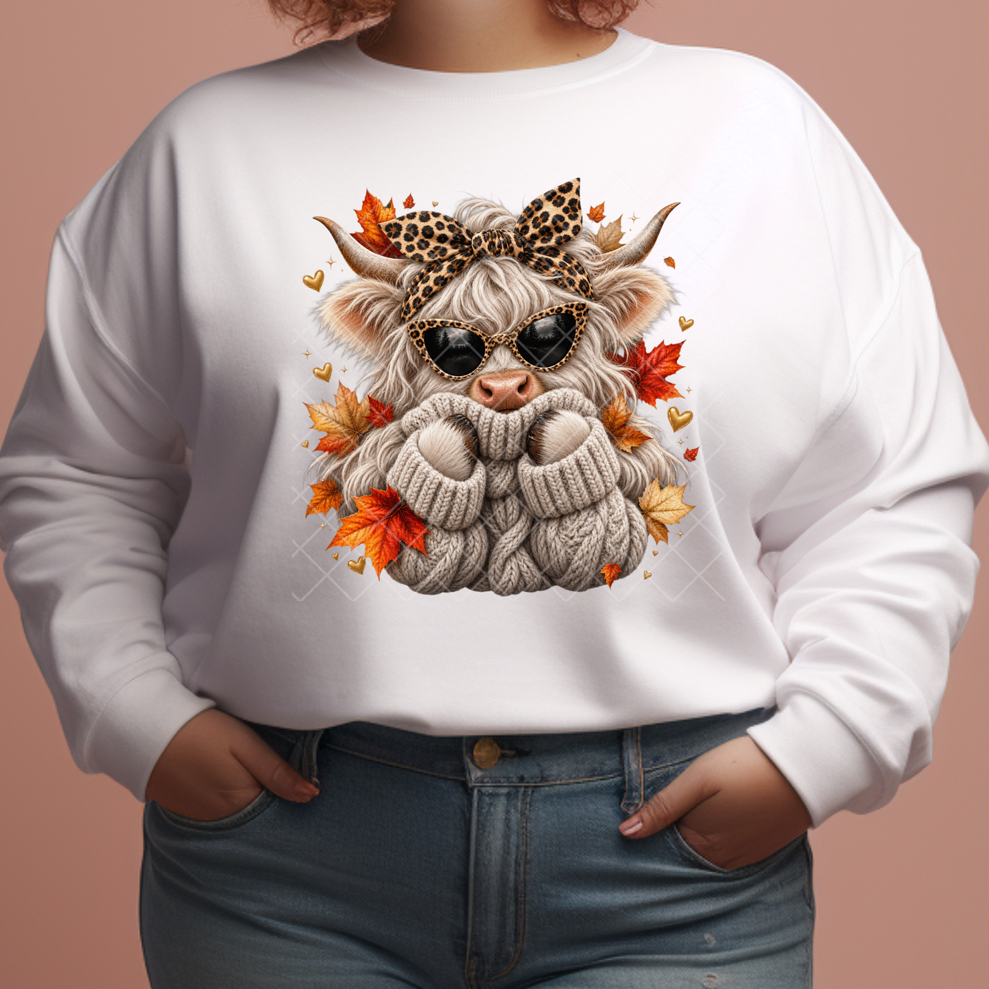 Highland Cow In Fall Sweater - Premium Graphic T-Shirt for Casual Wear