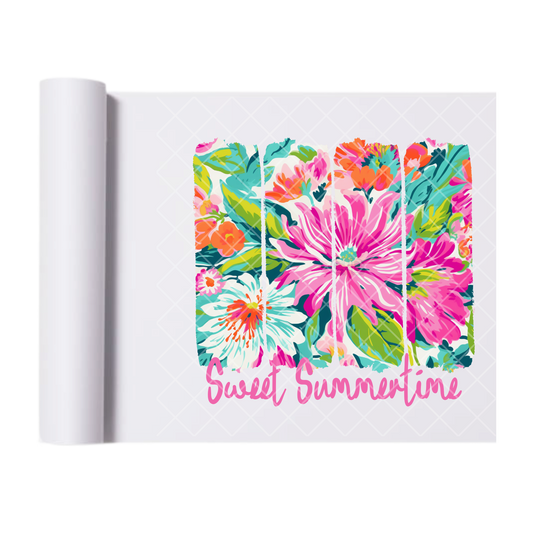 Sweet Summertime Floral - Direct Print Film Transfer for Trendy T-Shirts, Cotton, Polyester & Blends - High-Quality Print