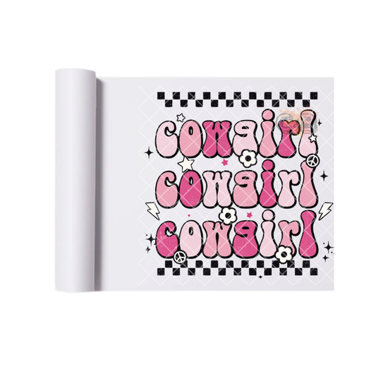 Cowgirl Cowgirl Cowgirl Pink Western DTF Transfer