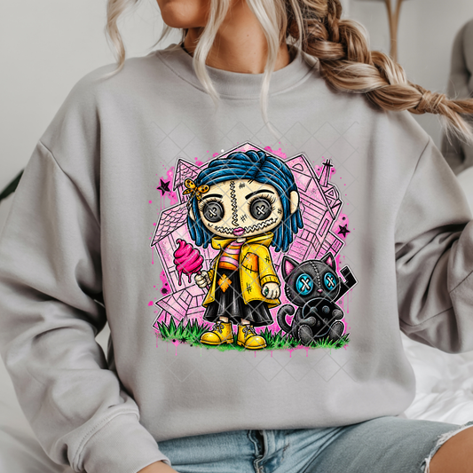 Coraline Doll Illustration - Premium Graphic T-Shirt for Casual Wear