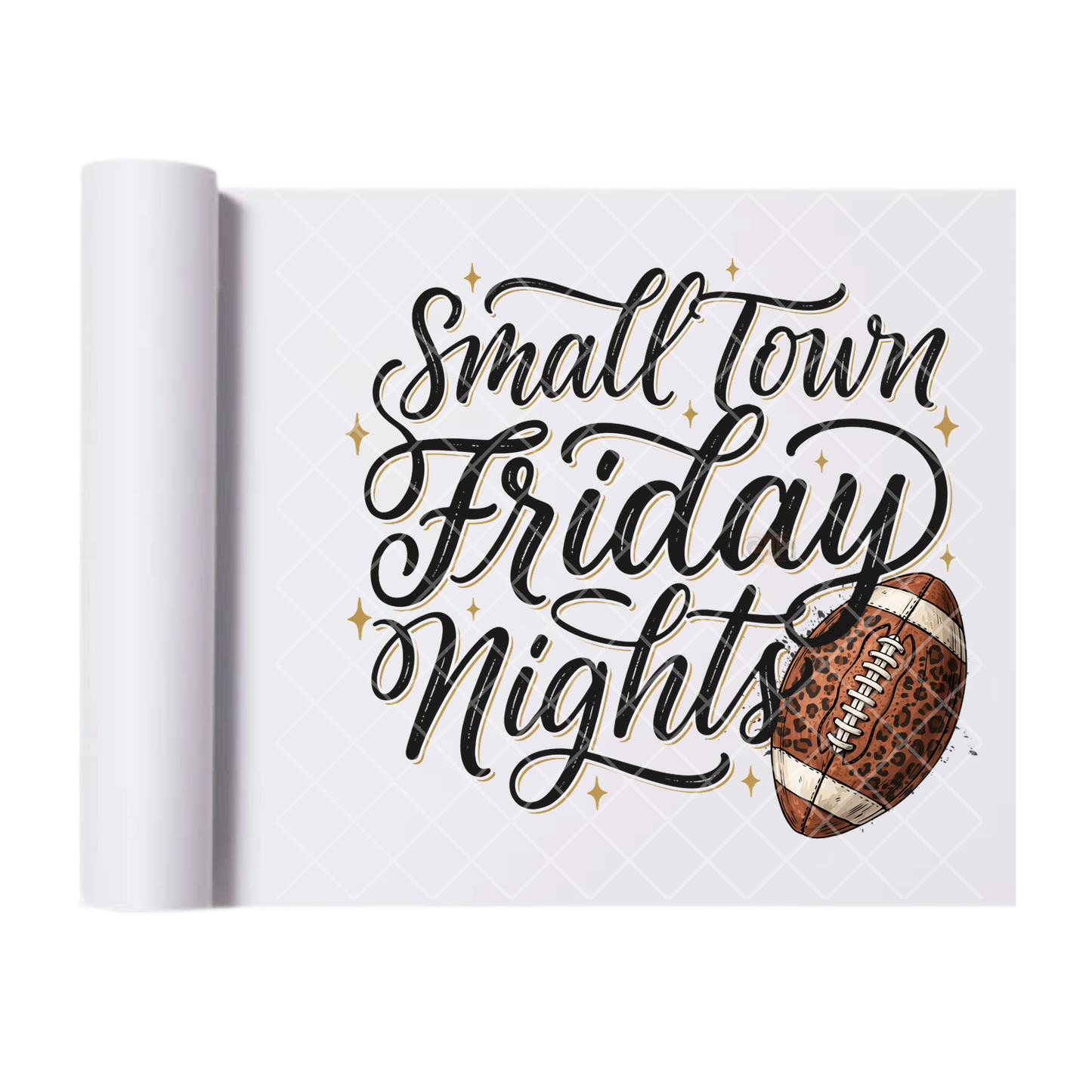 Small Town Football Cursive - Ready To Press Print Transfer for Apparel, Cotton, Polyester & Blends - High-Quality Print- Commercial Grade