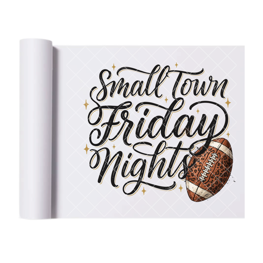 Small Town Football Cursive - Ready To Press Print Transfer for Apparel, Cotton, Polyester & Blends - High-Quality Print- Commercial Grade