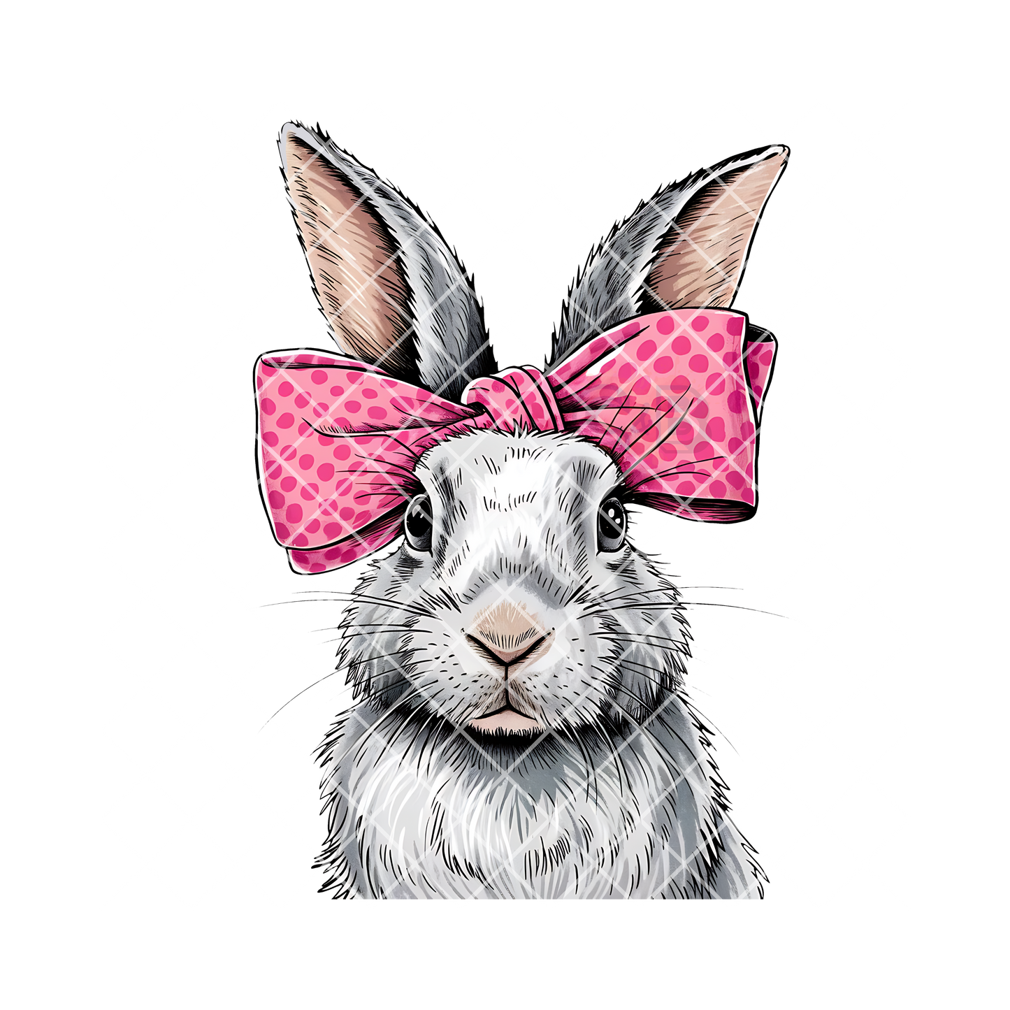 Bunny rabbit with big pink bow DTF film t shirt transfer