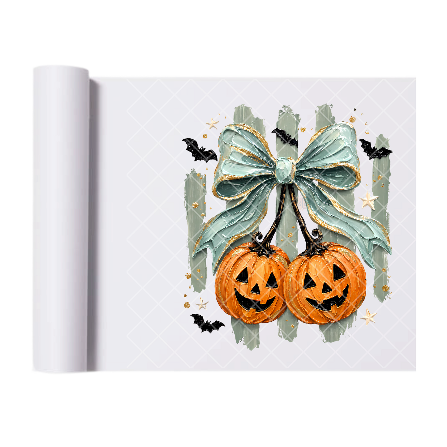 Smudge Paint Cherry Pumpkins - Ready To Press Print Transfer for Apparel, Cotton, Polyester & Blends - High-Quality Print- Commercial Grade