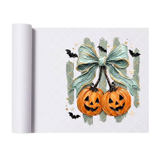 Smudge Paint Cherry Pumpkins - Ready To Press Print Transfer for Apparel, Cotton, Polyester & Blends - High-Quality Print- Commercial Grade