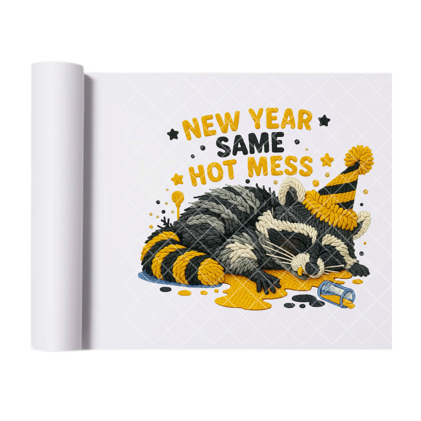 New Year Same Hot Mess - Direct-To-Film Heat Transfer for T-Shirts, Cotton, Polyester & Blends - High-Quality Print