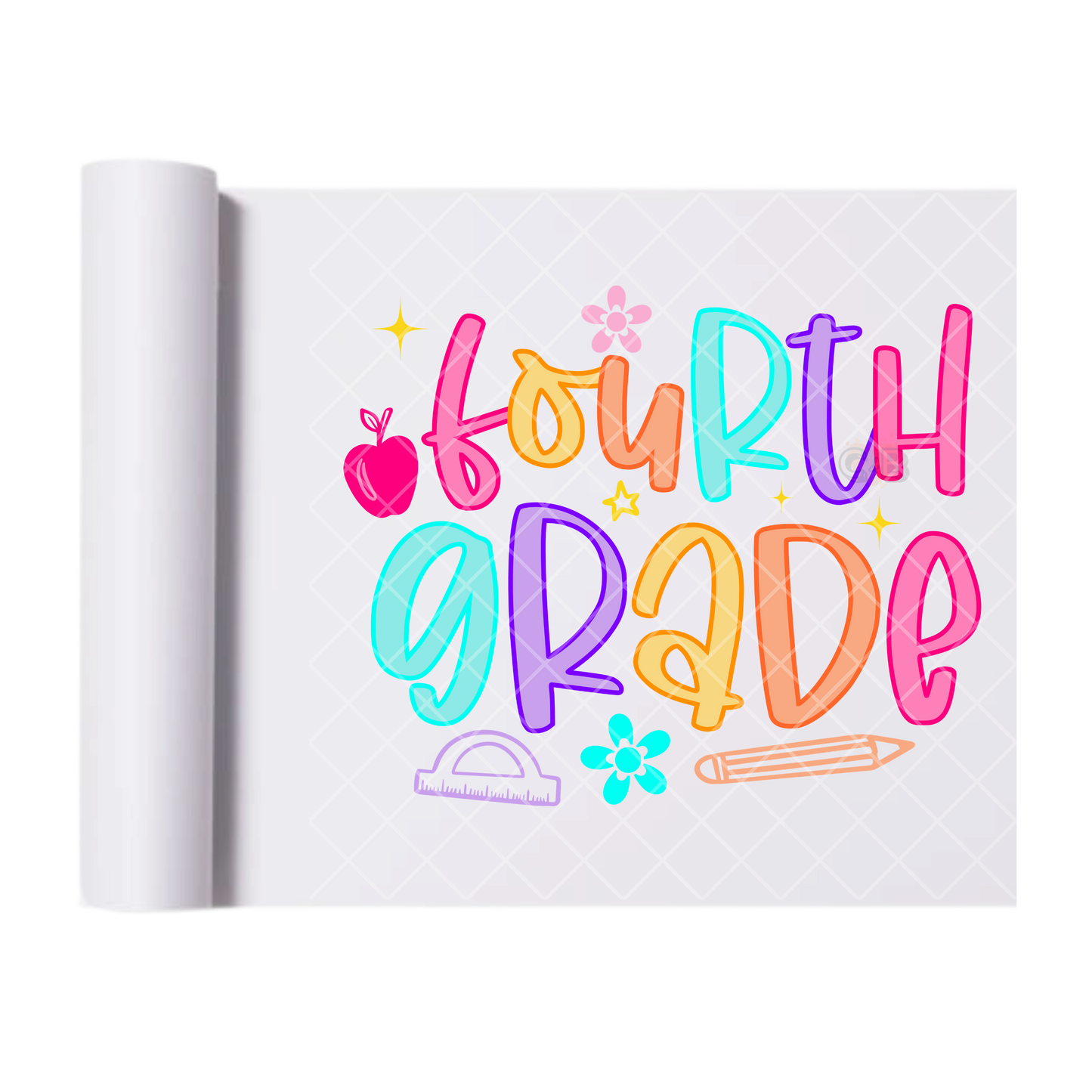 Fourth Grade Neon Outline - Direct Print Film Transfer for T-Shirts, Cotton, Polyester & Blends - High-Quality Print