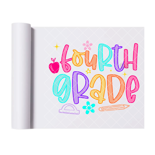 Fourth Grade Neon Outline - Direct Print Film Transfer for T-Shirts, Cotton, Polyester & Blends - High-Quality Print