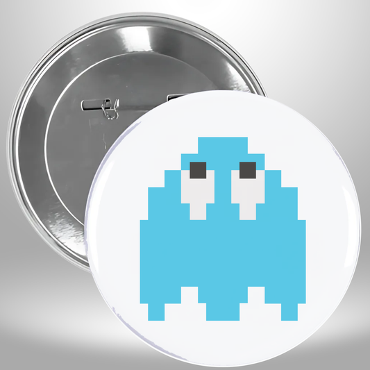 8 Bit Blue Ghost Pinback Button