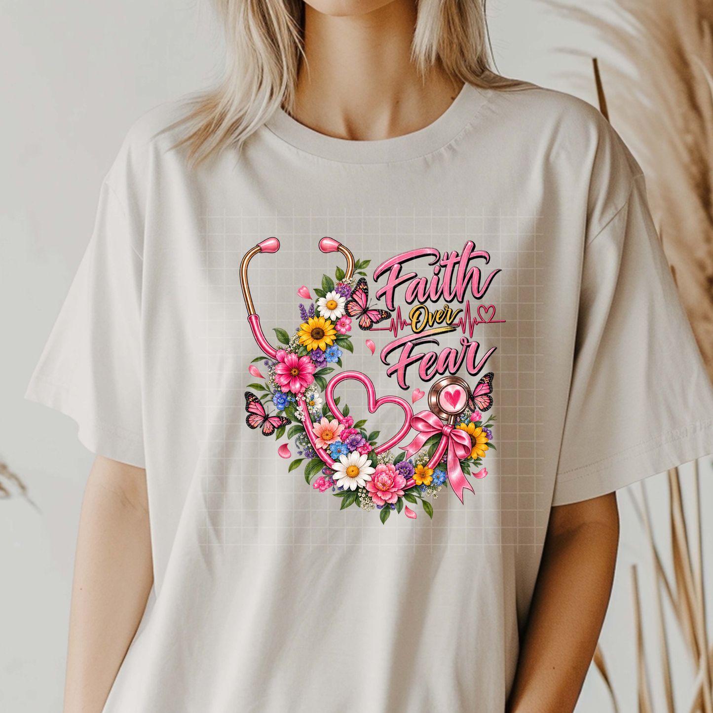 Faith Over Fear Pink - Premium Graphic T-Shirt for Casual Wear
