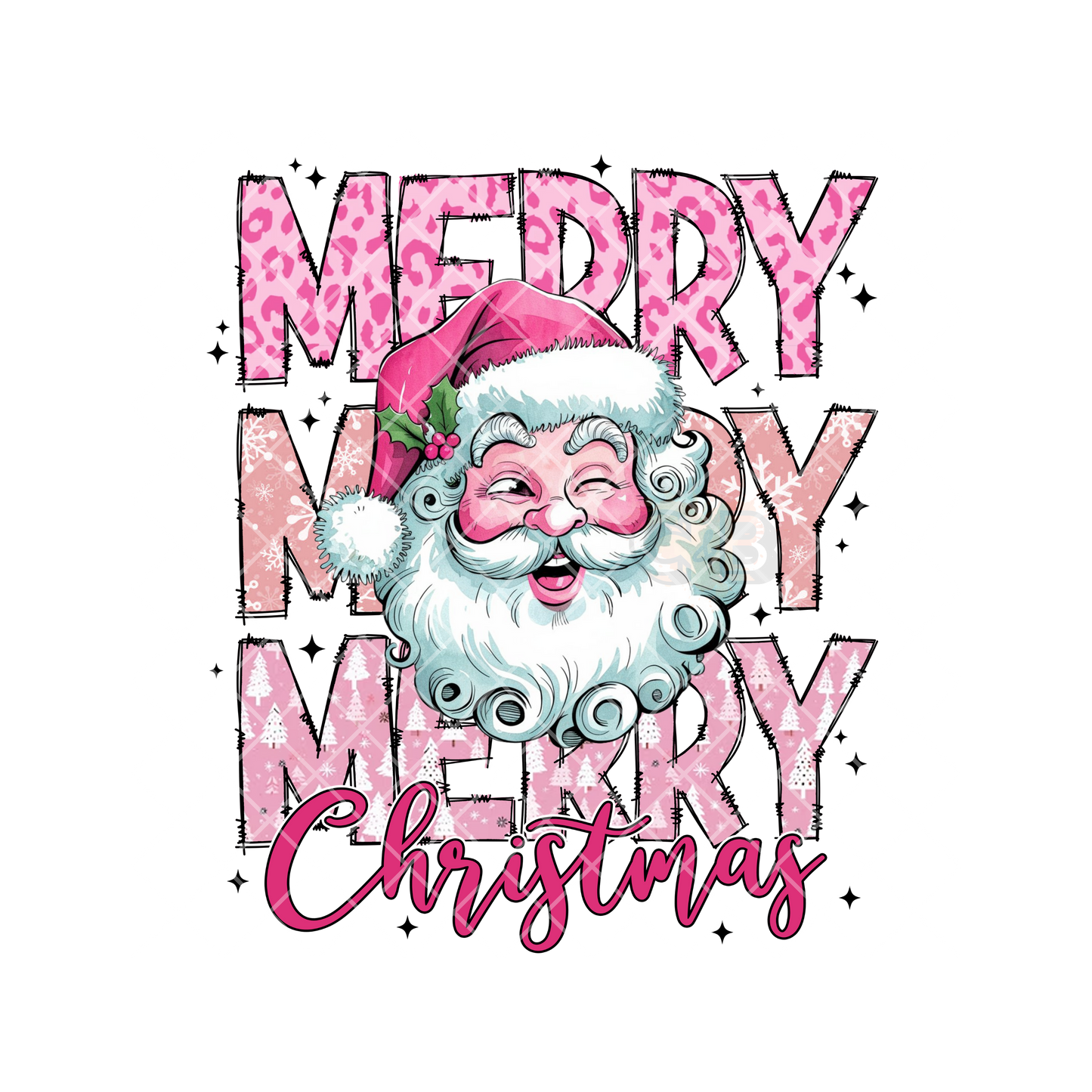 Merry Merry Merry Christmas Cute Santa PNG