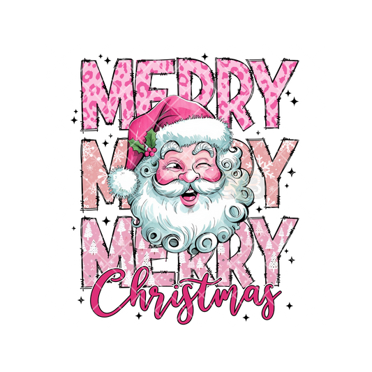 Merry Merry Merry Christmas Cute Santa PNG