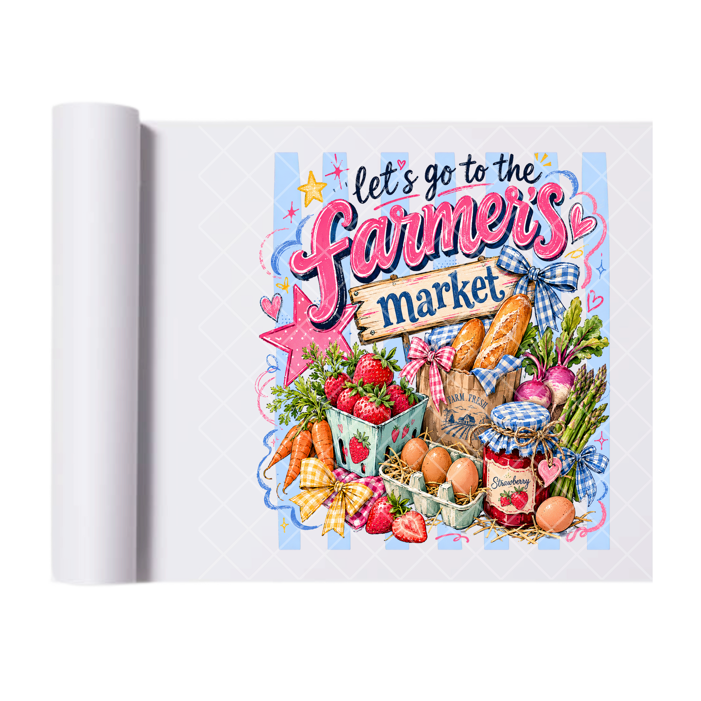 Farmers Market Lines - Ready To Press Print Transfer for Apparel, Cotton, Polyester & Blends - High-Quality Print- Commercial Grade