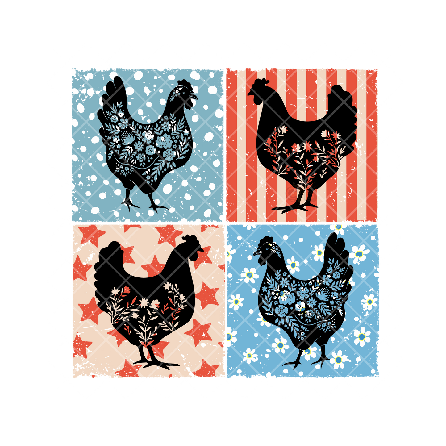 Clucking Pattern Patriotic PNG