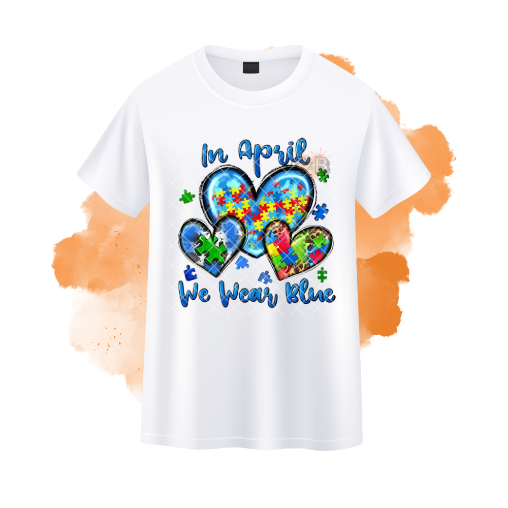 Wear Blue In April Hearts Autism Awareness T-Shirt