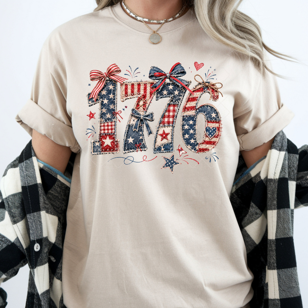 Patchwork America 1776 - T-Shirt, Premium Graphic, Trendy T-Shirt for Casual Wear