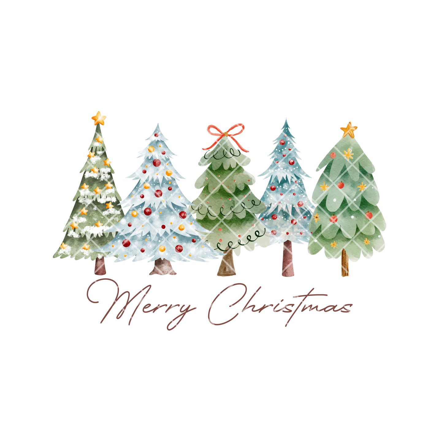 Merry Christmas Line Of Trees PNG